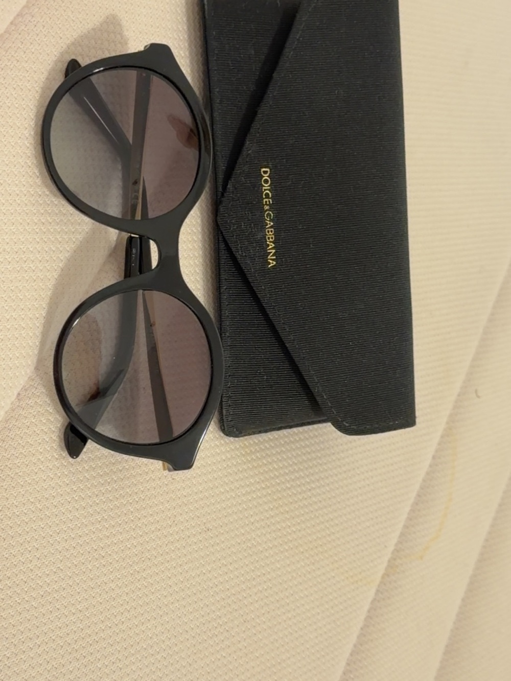Dolce & Gabbana Black Round Sunglasses with Gray Lenses
